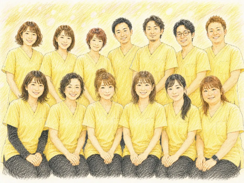 心の訪問看護ステーション向日葵のスタッフ一同（イラスト）